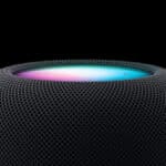 Apple HomePad 2025 7-inch smart display showing homeOS interface on a kitchen counter