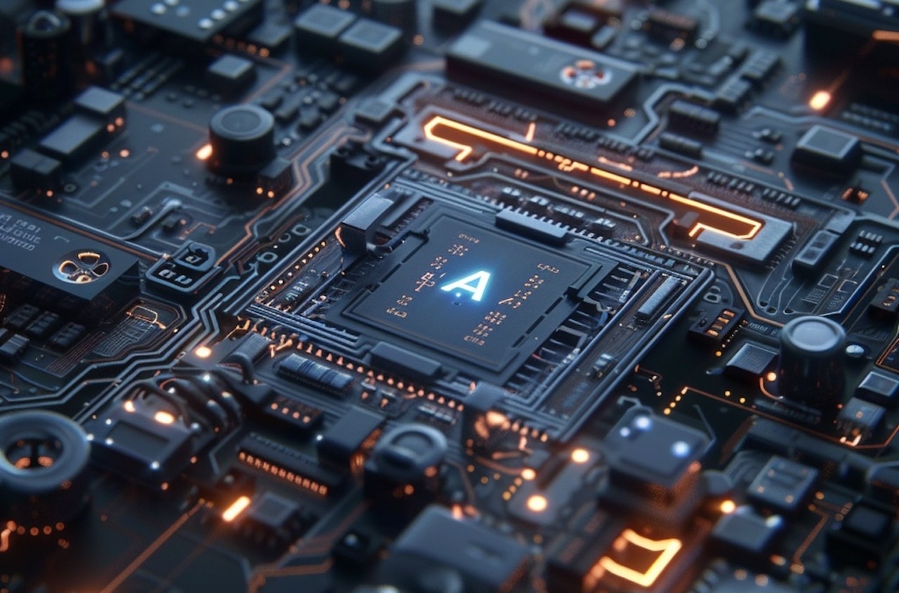 Illustration of the A19 Pro N3P chip showcasing its advanced technology and sleek design.